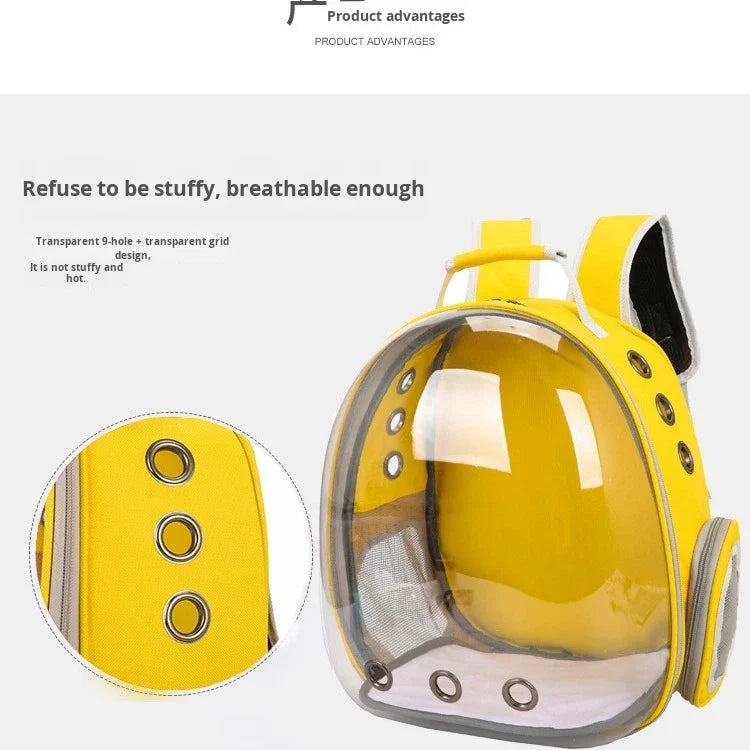 Space Capsule Breathable Oxford Pet Backpack Carrier Portable Travel Bag for Small Medium Dogs Cats Outdoor Walking