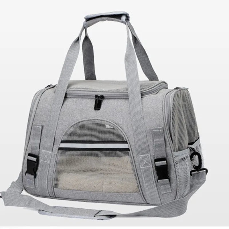 Breathable mesh foldable dog hiking harness with saddle bags   for trail & travel