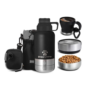 TLX-7356416 Portable Hydration System for Dogs - Stainless Steel, Manual, Waterproof, Outdoor Use, Lightweight, Rounded Shape