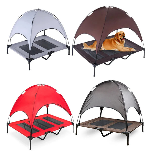 Elevated Dog Bed with Canopy - for Outdoor Sun Protection