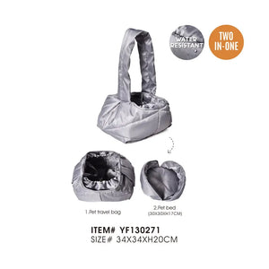 TLX-2703360 Waterproof Foldable Dog Car Seat Carrier - 2 in 1 Pet Bed for Small and Medium Dogs and Cats - Travel and Outdoor Use