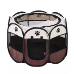 TLX-0124032 Portable Foldable Pet Playpen Tent for Indoor and Outdoor Use, Brown, Lightweight Oxford and Stainless Steel - Image 10