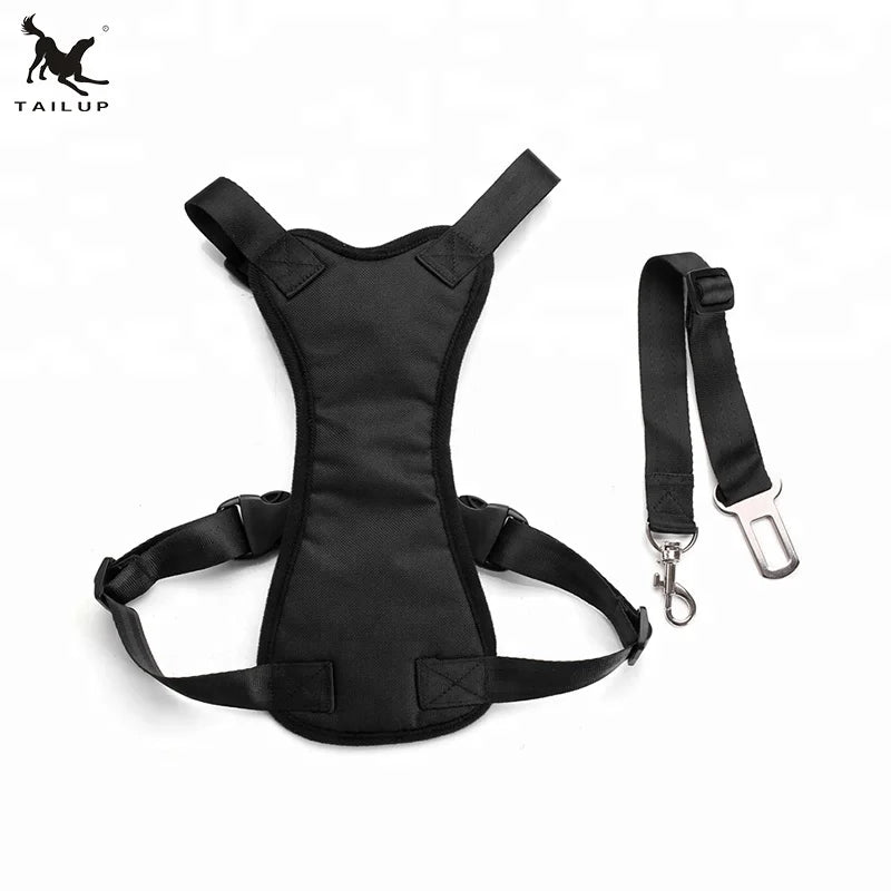 Padded quick release vehicle safety harness for dogs