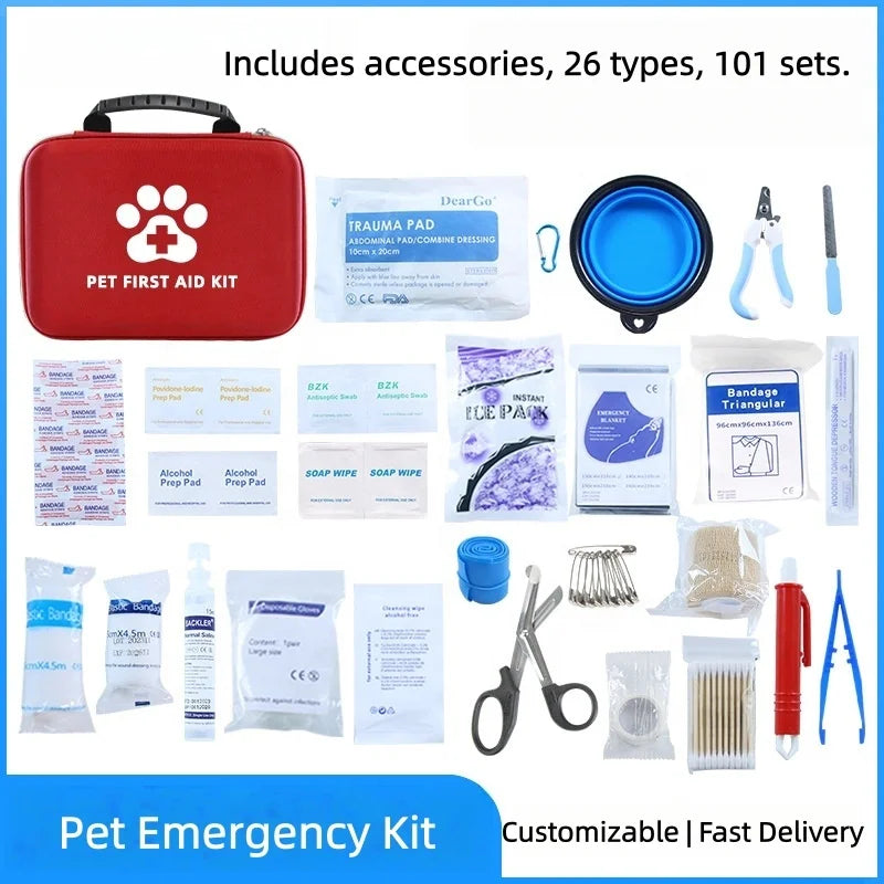 Foldable portable first aid kit for dogs