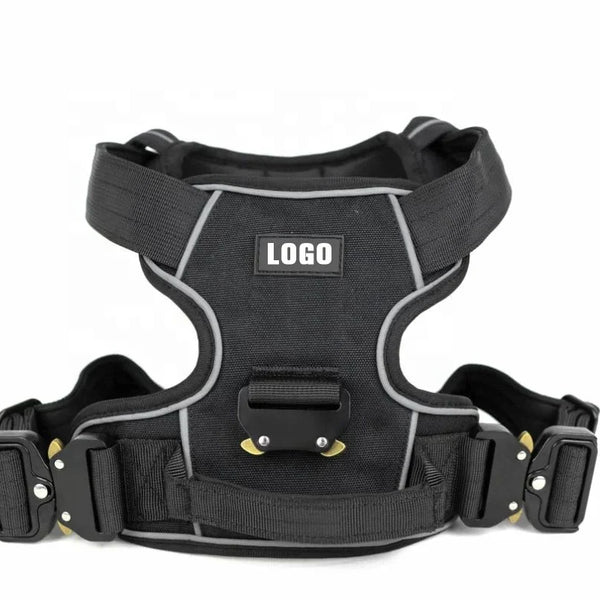TLX-4243456 Waterproof Adjustable Tactical Dog Harness for Training and Outdoor Activities, Solid Color, Suitable for Tiny to Giant Breeds, Machine Washable