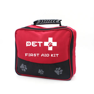 TLX-6739584 Waterproof Portable First Aid Kit for Dogs - 600D Oxford Fabric - Emergency Care - Size 27x22x10cm - Available in Red and Green