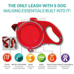 TLX-4505600 Dog Water Leash with Food Water Bottle, Dot Pattern, Red/Blue/Black, 120cm Length, Lightweight, Easy to Clean - Image 2