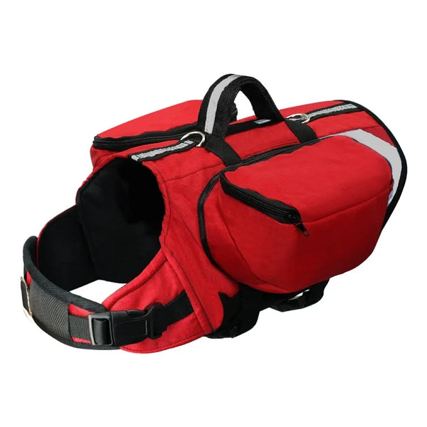 Reflective Dog Hiking Harness with Saddle Bags - for Trail & Travel