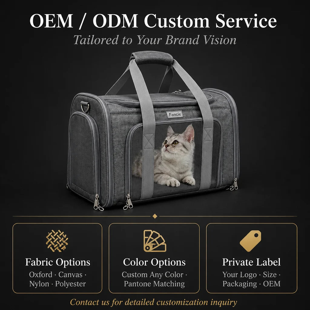 Foldable Oxford Portable Pet Carrier Bag Breathable Mesh Window Travel Cat Small Dog Carrier Lightweight Multi-Zipper OEM