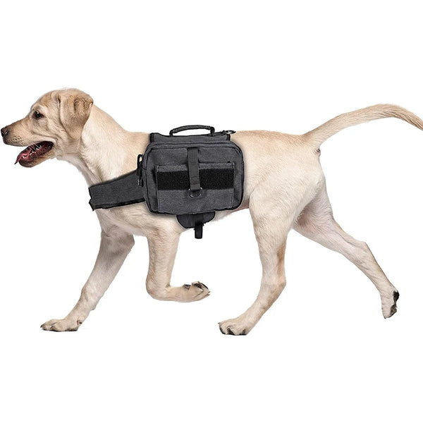 Dog Hiking Harness with Saddle Bags - for Trail & Travel